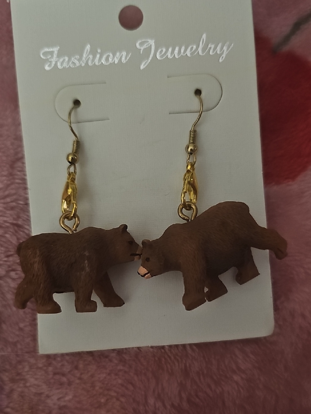 Fashion Jewelry Brown Bear Dangle Earrings